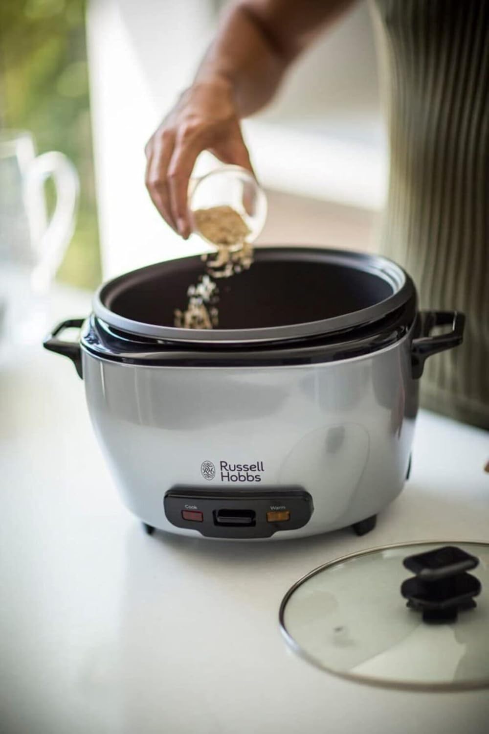 Russell Hobbs Cuociriso [XL] 5l inclusivo di Cestello per la Cottura a Vapore MaxiCook (Funzione Mantenimento in Caldo, Pentola Antiaderente, Cucchiaio per Riso e Misurino, Cottura Lenta per Verdure, Pesce ecc) 23570-56