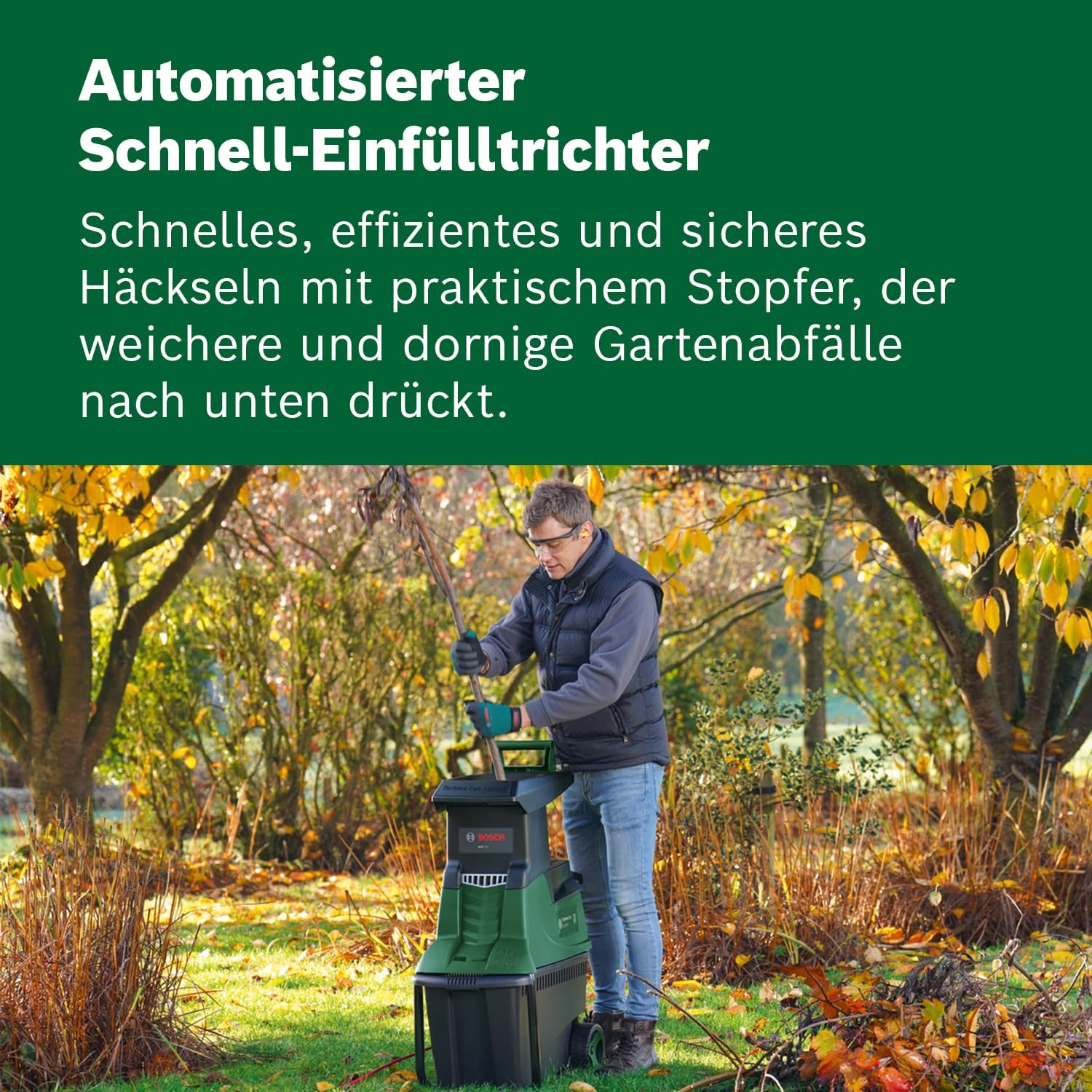 Bosch Trituratore a turbina AXT 25 TC (2.500 W; adatto per legno e residui di giardinaggio duri; include guanti da giardinaggio; contenitore di raccolta integrato da 53 l; in cartone) – Edizione