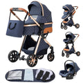 YAZOCO kinderwagen 3 in 1 Buggy Babybett Komplett Set Einem Klick Zusammenklappbarer Kinderwagen, KombiKinderwagen Aluminiumrahmen für Neugeborene (Schwarz)