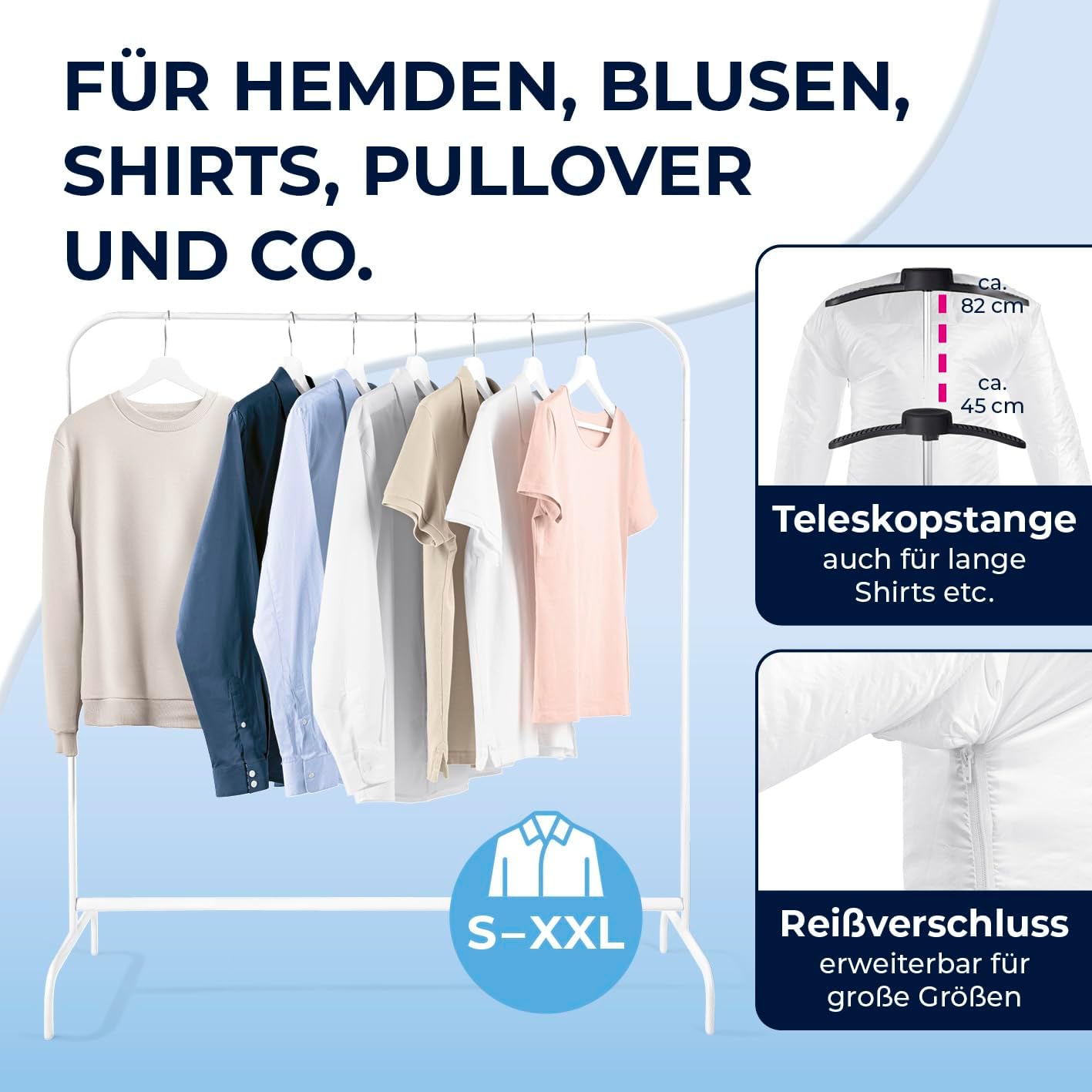 CLEANmaxx Stiratore automatico per camicie per asciugare e stirare camicie e bluse, inclusivo di accessorio per pantaloni | Il modo innovativo e delicato per stirare il vostro bucato