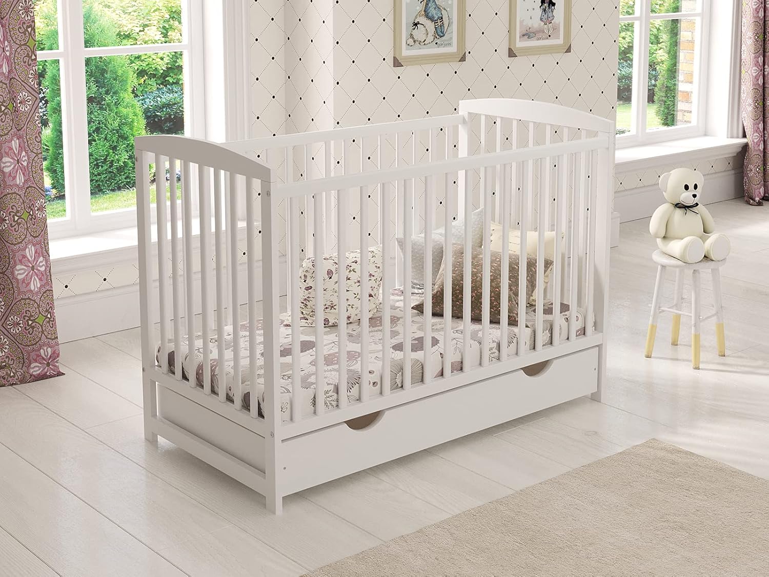 Love For Sleep Lettino per neonati co-sleeping 120x60cm con materasso in schiuma bianco Jacob lettino per bambini in legno - lettino per bambini, lettino trasformabile con sbarre