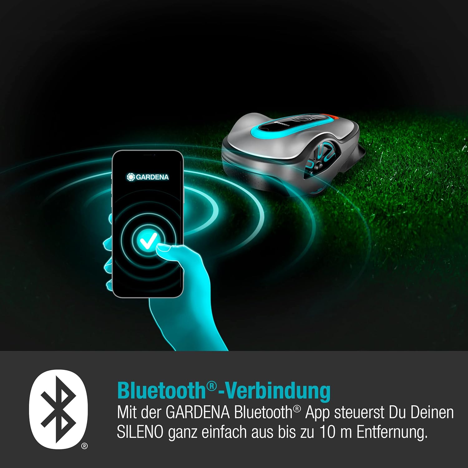 Gardena Rasaerba robotizzato SILENO minimo 500 m: tosaerba intelligente con connettività ottimale, programmabile con l'app Gardena Bluetooth, versione DE (15202-20)