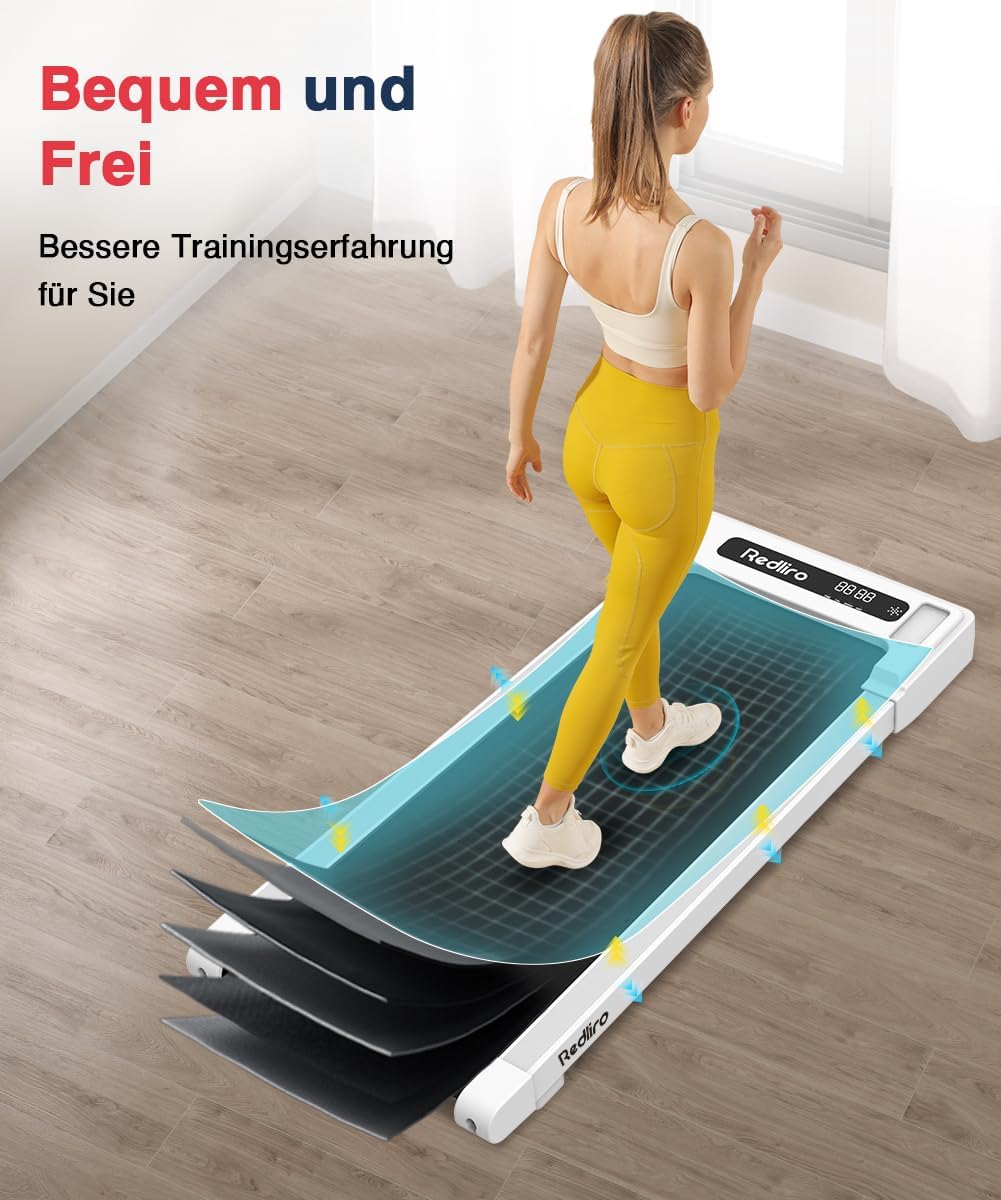Redliro Tapis Roulant, Tapis Roulant per Casa con Telecomando e Display a LED, Tapis Roulant Compatto e Silenzioso Sottoscrivania per Casa/Ufficio 1-6km/h