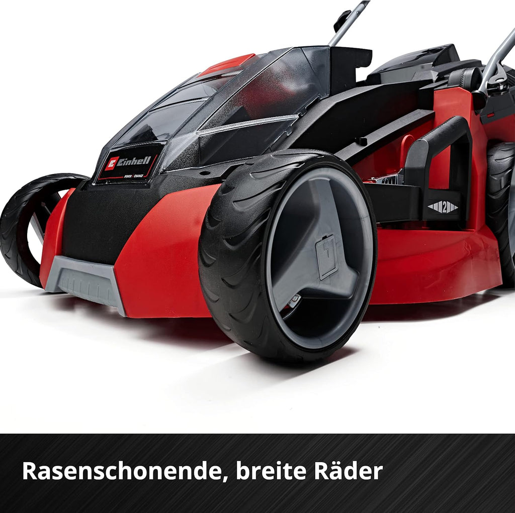 Einhell Akku-Rasenmher GE-CM 43 Li M Kit Power X-Change (36V, 43 cm Schnittbreite, bis 600 m, Brushless, Mulch-Kit, 63L Fangkorb, 25-75 mm Schnitthhe, inkl. 2x 4,0Ah + 2x Ladegert)