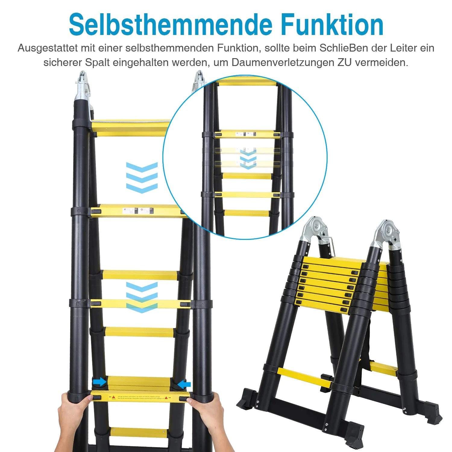 Sonnewelt Scala Telescopica Portatile in Alluminio Max. Carico 150 kg 3.8M (1.9+1.9M)