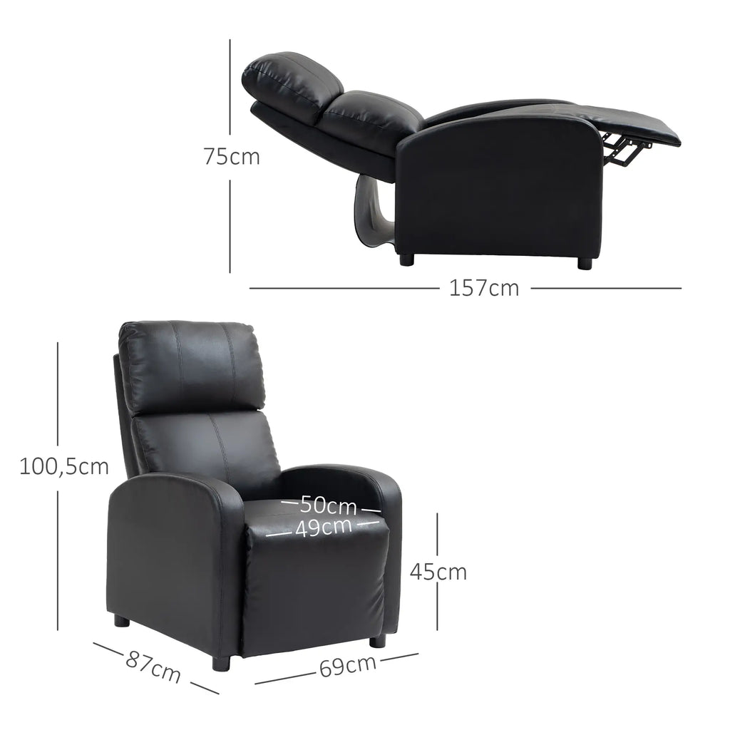 HOMCOM Poltrona Relax per TV con Funzione Reclinabile, Imbottitura Spessa