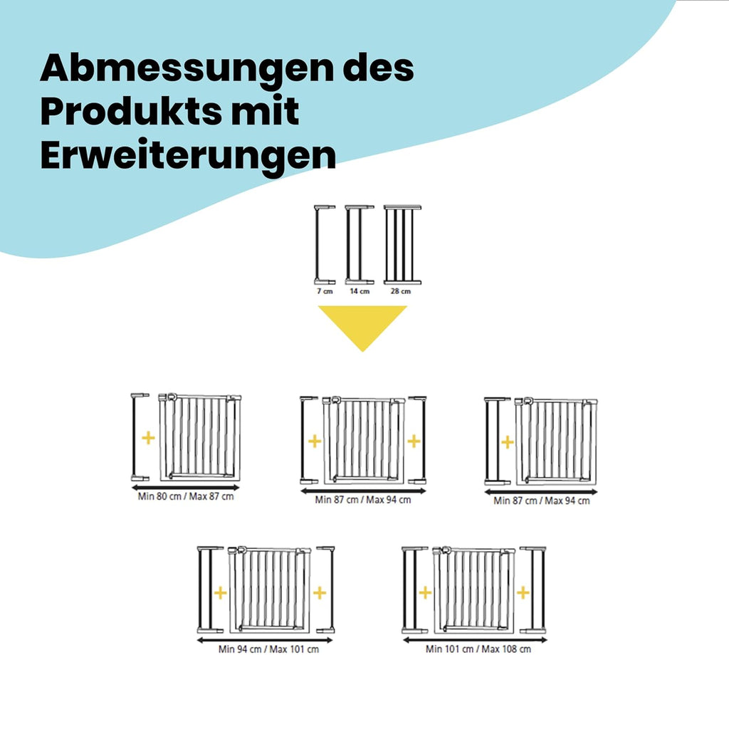 Safety 1st Easy Close Extra Tall, extra hohes (91 cm) Sicherheitsgitter aus Metall, druckfest, ideal für Kinder und Haustiere, mit einer Breite, die sich von 73 auf 80 cm ausdehnen lsst, wei