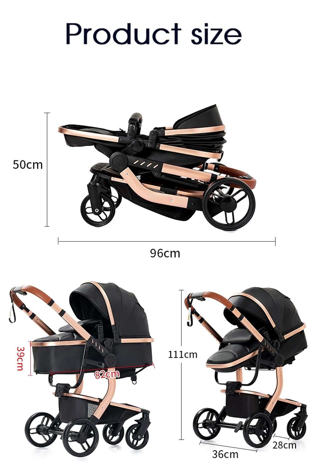 Sianldcone Passeggino 3 in 1, Set Passeggino con Tessuti di Alta Qualità, Sistemi di Viaggio con Spinta Reversibile, Passeggino Combinato a Vista Aperta Set Completo 3 in 1 (V9 Cachi)