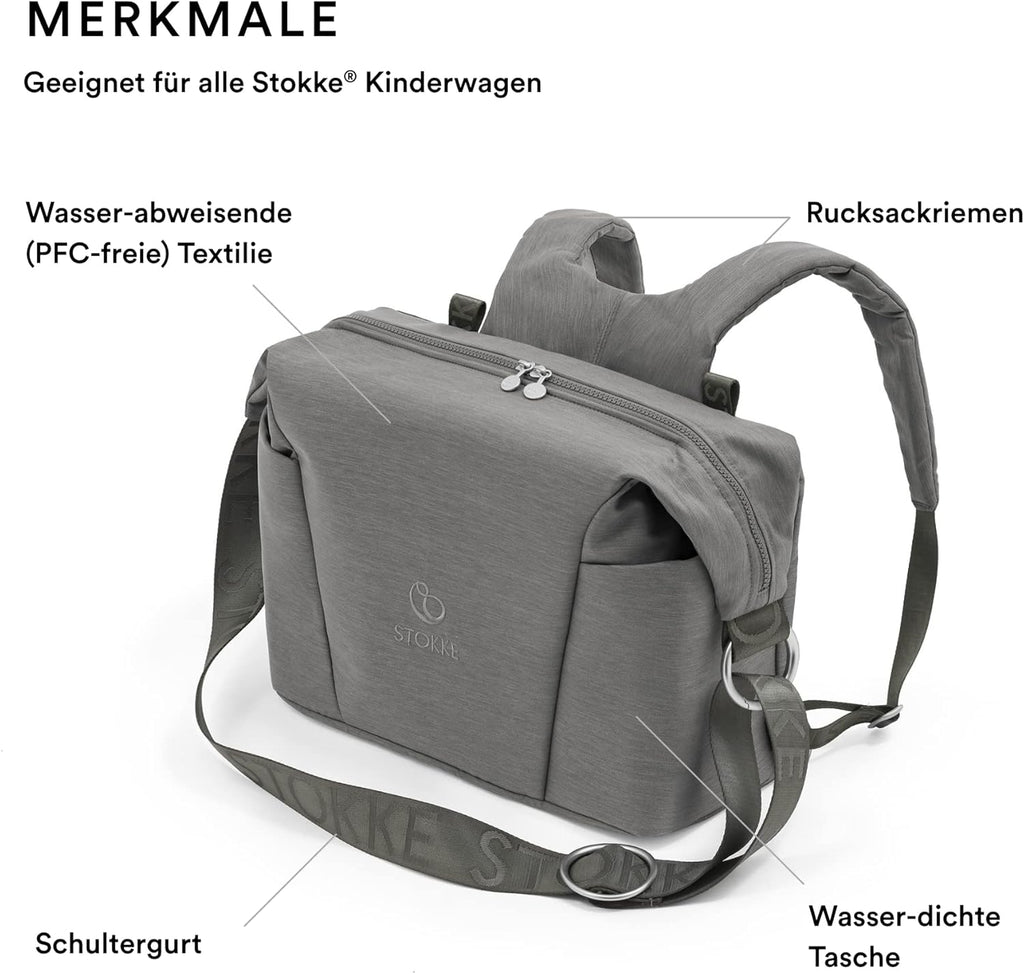 Stokke Xplory X Wickeltasche – Trageoption als Schultertasche oder Rucksack – Inklusive faltbarer Wickelunterlage & Beuteltasche – UPF 50+, wasserabweisend, leicht zu reinigen
