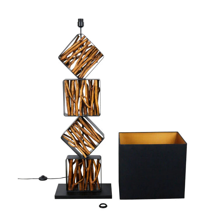Lampada da terra di design SAWA 155cm lampada in legno di recupero