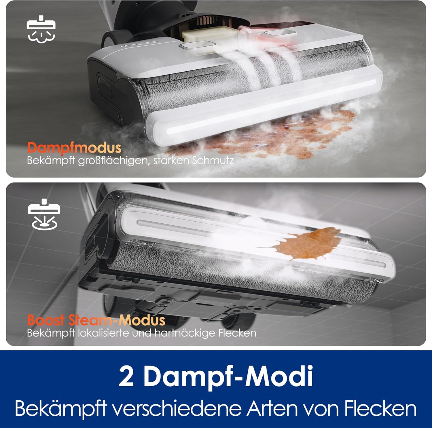 Tineco iFLOOR 5 Steam Lavapavimenti a vapore, vapore ad alta temperatura da 120℃, pulitore a vapore con filo, aspiraliquidi autopulente, lavapavimenti per sporco appiccicoso, residui di cibo