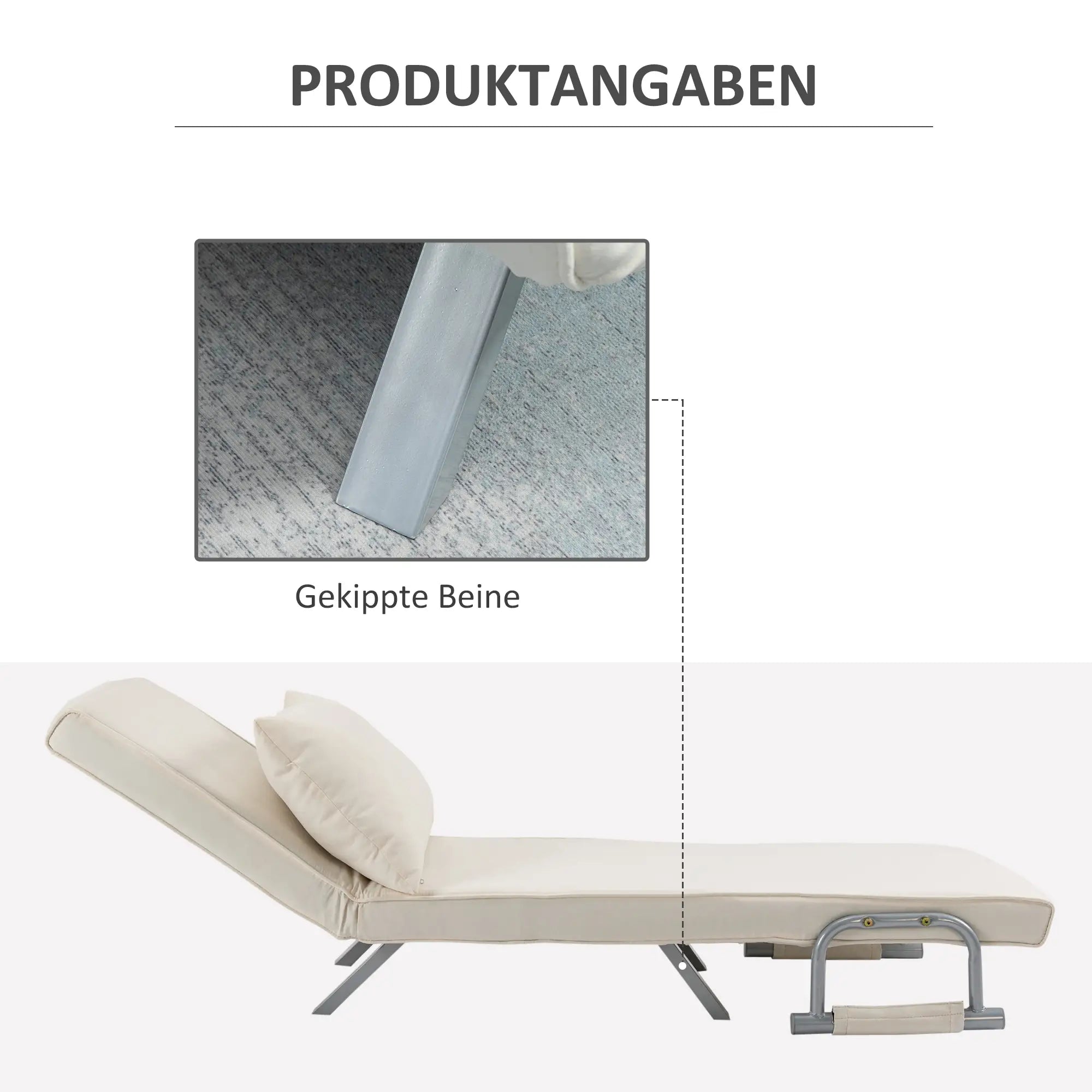 HOMCOM Schlafsessel Schlafsofa 5-fach verstellbar cremeweiß