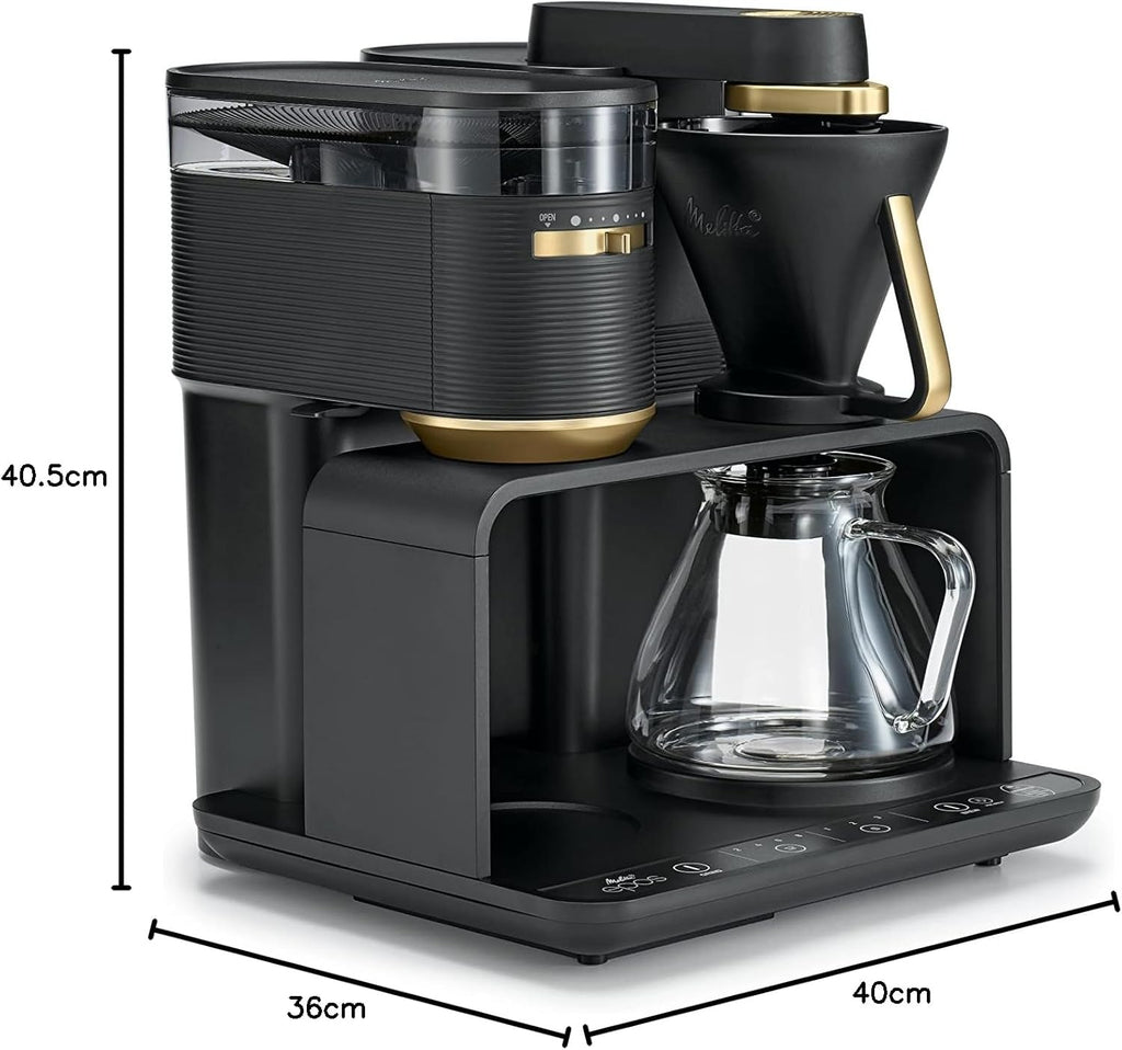 Melitta EPOS Macchina da caffè con macinacaffè, nero-argento