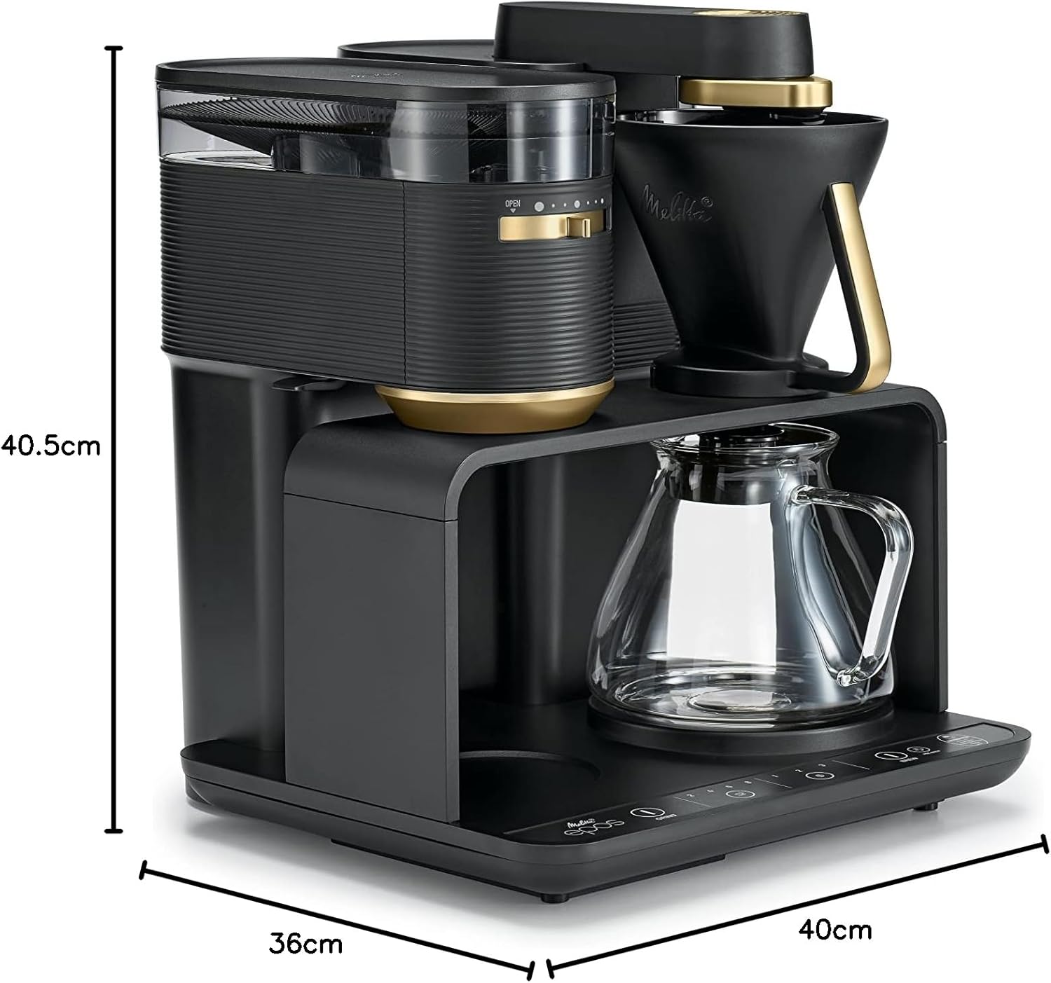 Melitta EPOS Macchina da caffè con macinacaffè, nero-argento