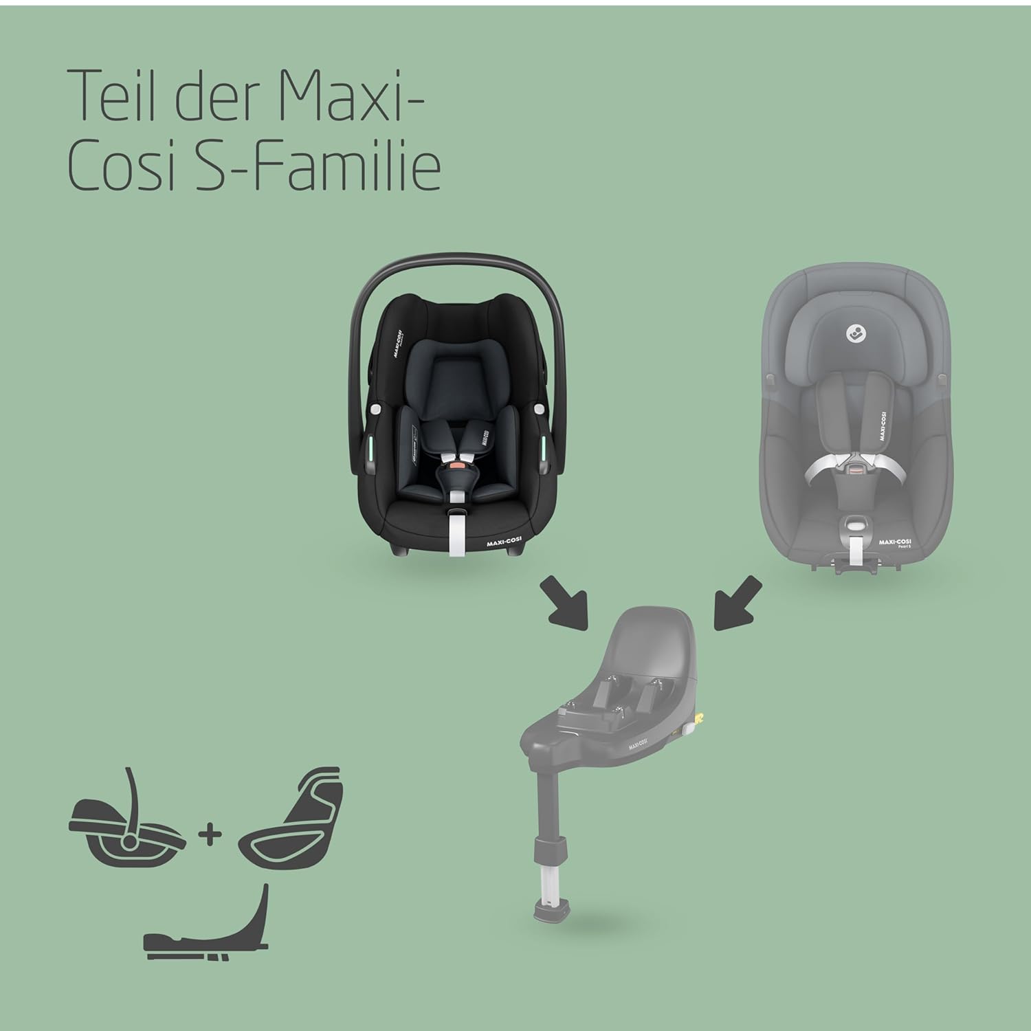 Maxi-Cosi Pebble 360 Pro, Seggiolino auto reclinabile SlideTech, da 0 a 15 mesi, da 0 a 13 kg, da 40 a 87 cm, per i seggiolini auto girevoli FamilyFix 360 Pro, G-CELL Side Impact Protection, Tonal Graphite