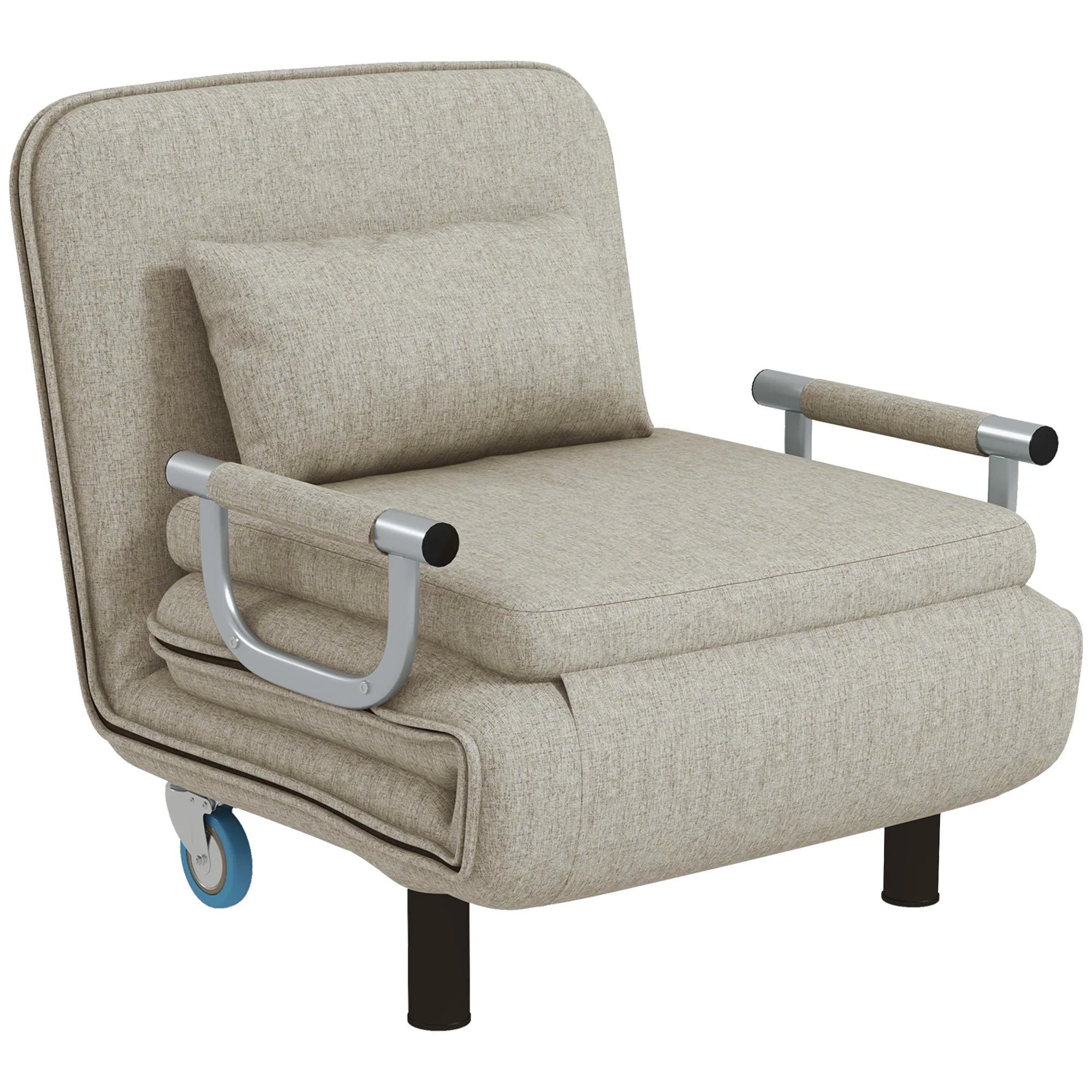 HOMCOM Schlafsessel mit Bettfunktion 3-fach verstellbar mit Rollen