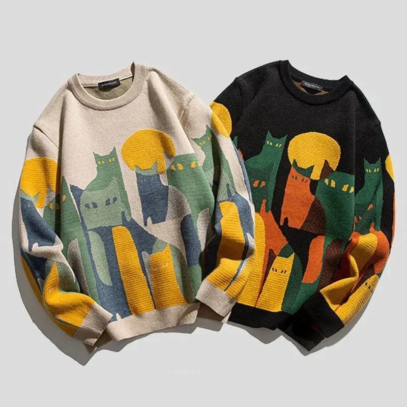 Maglione da donna con fantasia gatto