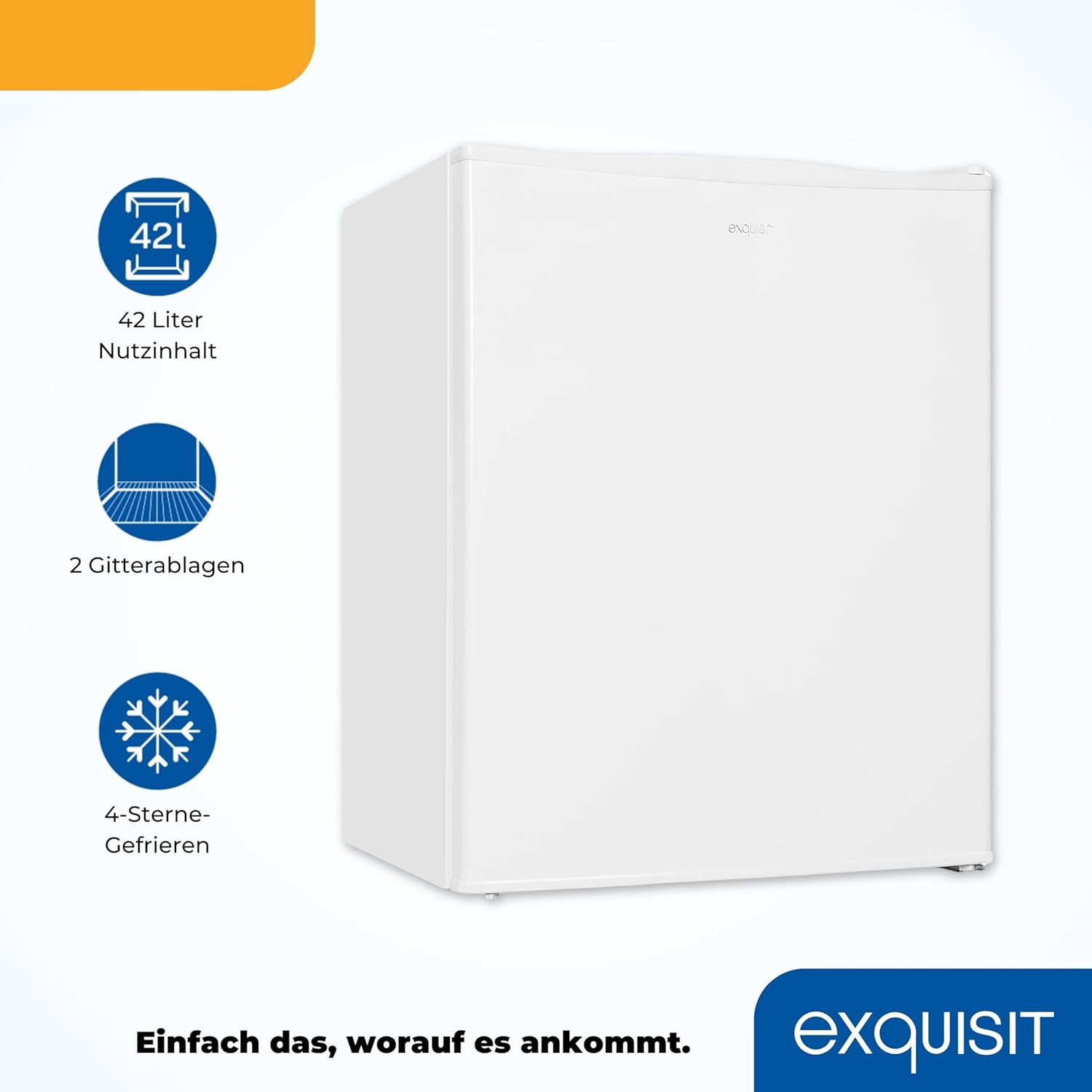 Exquisit Mini Congelatore GB60-150E bianco | 42 l di capacità utile | Nero | Piccolo e compatto | Porta reversibile | Congelamento