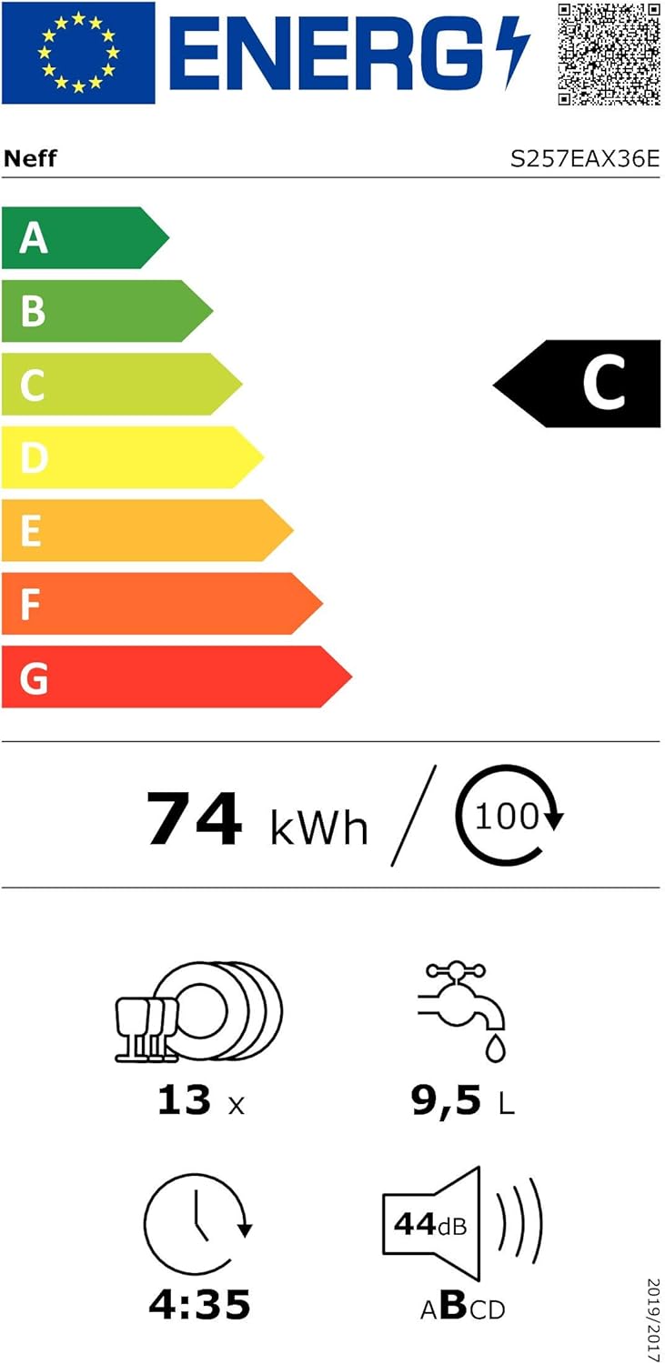 NEFF S157YCX03E, N 70, Lavastoviglie smart a scomparsa totale, 60 cm, cassetto per posate, Made in Germany, Asciugatura Zeolith, lavastoviglie particolarmente silenziosa, cestello superiore regolabile in altezza, forte pressione di spruzzo