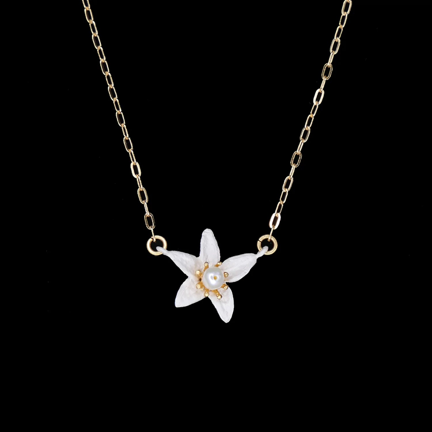 Arancione - Collana con ciondolo a forma di fiore