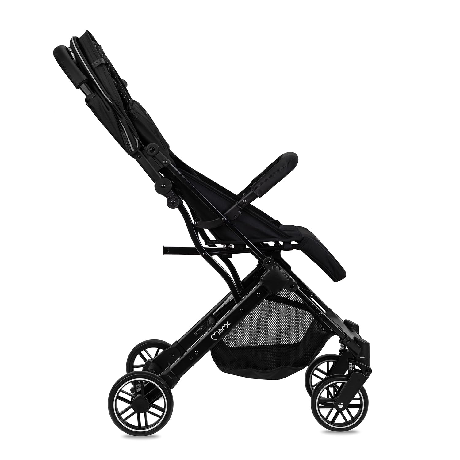 MOMI ESTELLE Kinderwagen für Kinder ab 6 Monat bis zu max körpergewicht von 15 kg, klappbar auf die Maße 65 x 51 x 21 cm, gewicht 7,5 kg, 5-Punkt-Sicherheitsgurt, koffer, grau-gold, Räder 6''/6,5''