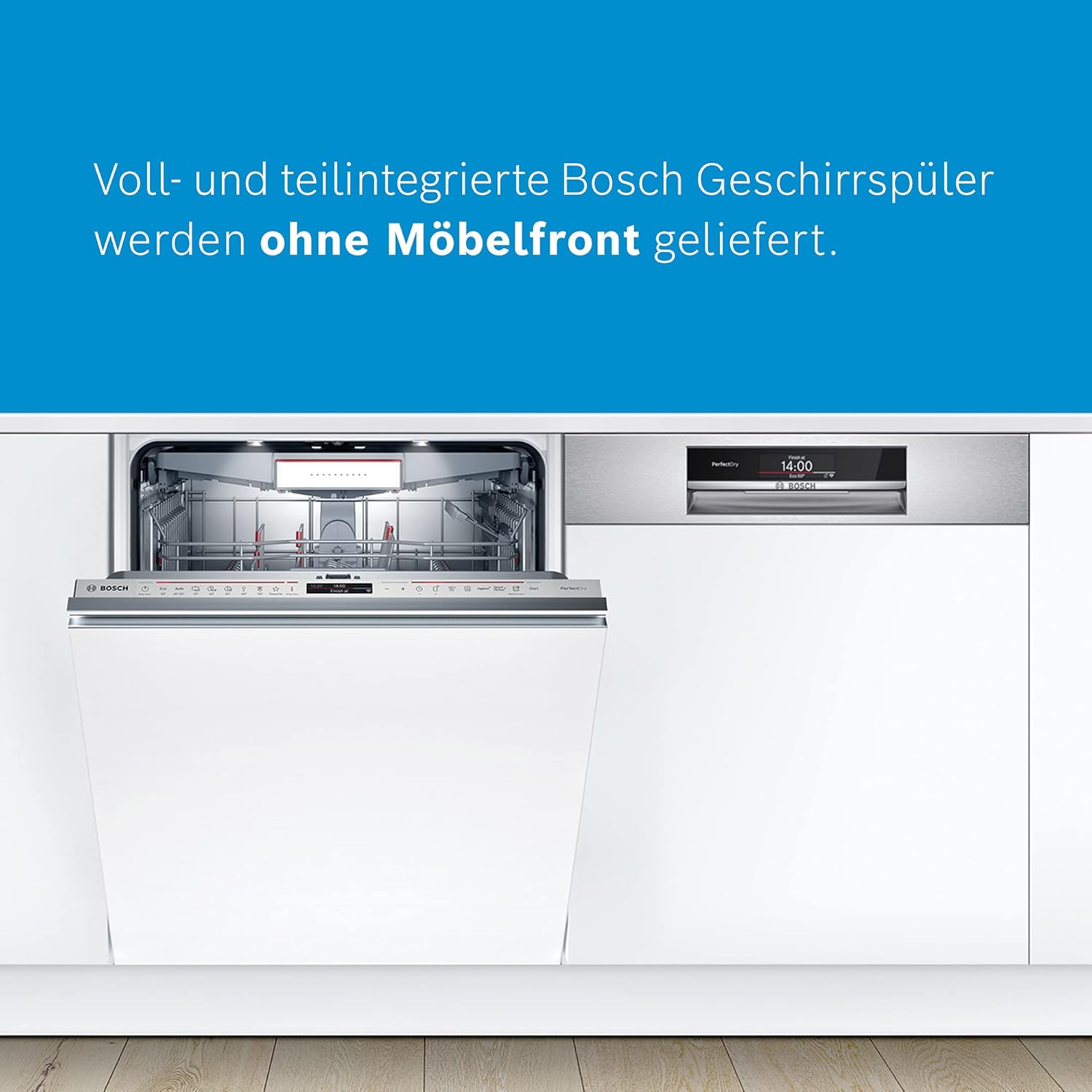 Bosch SPV2IKX10E Serie 2 Lavastoviglie smart a scomparsa totale, larghezza 45 cm, Cestello posate, Extra Asciugatura con la pressione di un pulsante, InfoLight punto luce rosso sul pavimento, AquaStop protezione dai danni causati dall'acqua, Bianco