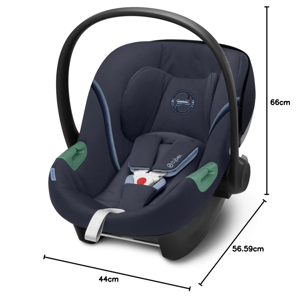 CYBEX Gold Babyschale Aton S2 i-Size, Ab Geburt bis ca. 24 Monate, Max. 13 kg, Inkl. Neugeboreneneinlage, SensorSafe kompatibel, Ocean Blue