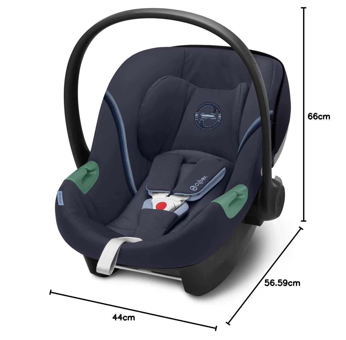 CYBEX Gold Babyschale Aton S2 i-Size, Ab Geburt bis ca. 24 Monate, Max. 13 kg, Inkl. Neugeboreneneinlage, SensorSafe kompatibel, Ocean Blue