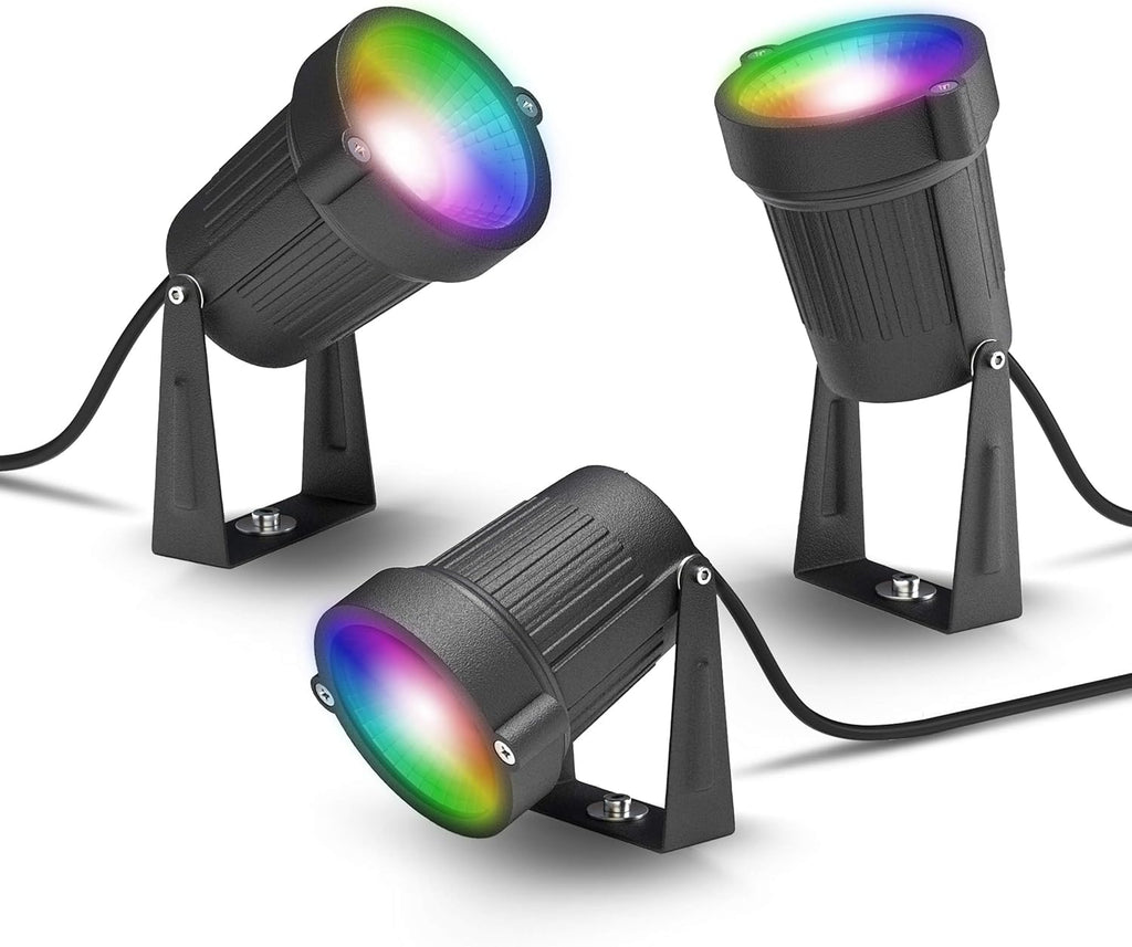 innr Smart Gartenstrahler, Zigbee, Funktioniert mit Hue* und Alexa (Bridge erforderlich), White & Color, LED Strahler, Spotlicht außen, Außenlampe, IP67 wasserdicht, Komplettset (3-Pack)