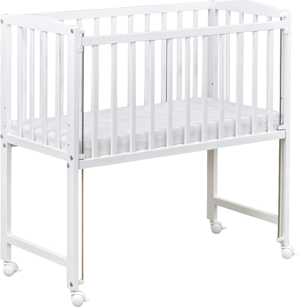 Baby Delux Beistellbett Babybett weiß 90x40 cm Stubenwagen höhenverstellbar mit Rädern und Matratze, 21983