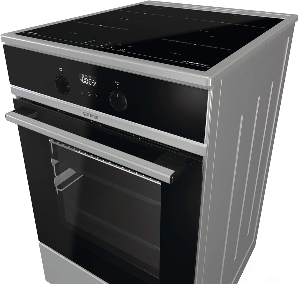 Gorenje GEIT5C61SPG Cucina indipendente con piano cottura a induzione, 50 cm, 70 litri, argento, PerfectGrill, AirFry, FrozenBake, Pizza Mode 300°C, AquaClean, Made in Europe, inox