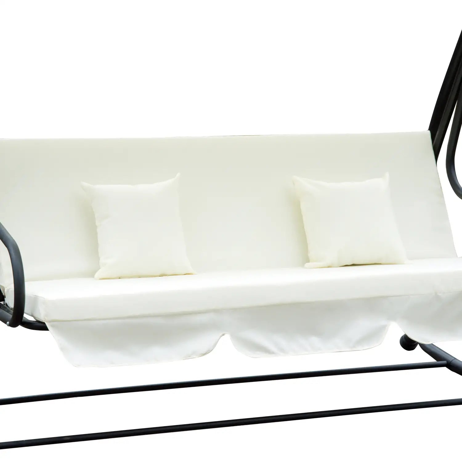 Outsunny Altalena da Giardino a 3 Posti con Funzione Letto, Protezione UV, Bianco Crema