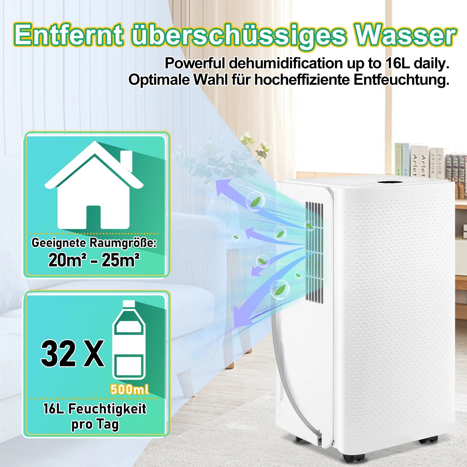 Sonnewelt Luftentfeuchter 16L mit Timerfunktion, Wschetrockungsfunktion, Abtaufunktion