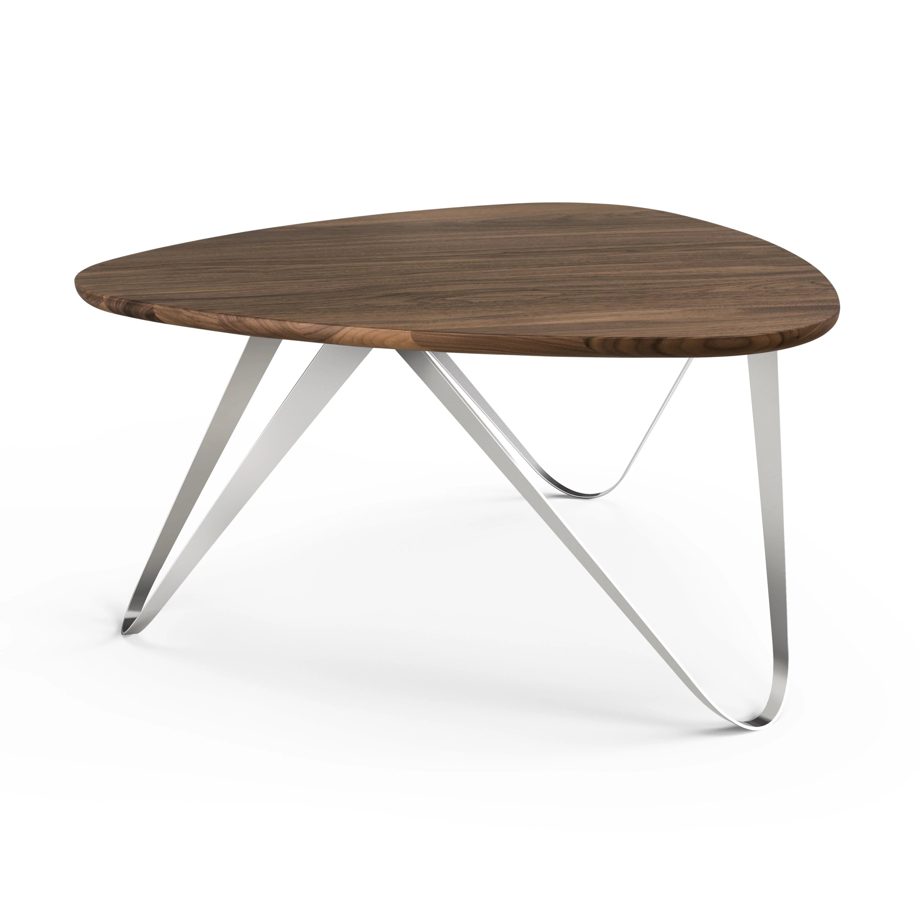 Couchtisch PLEKTRON Massivholz Nussbaum Edelstahl