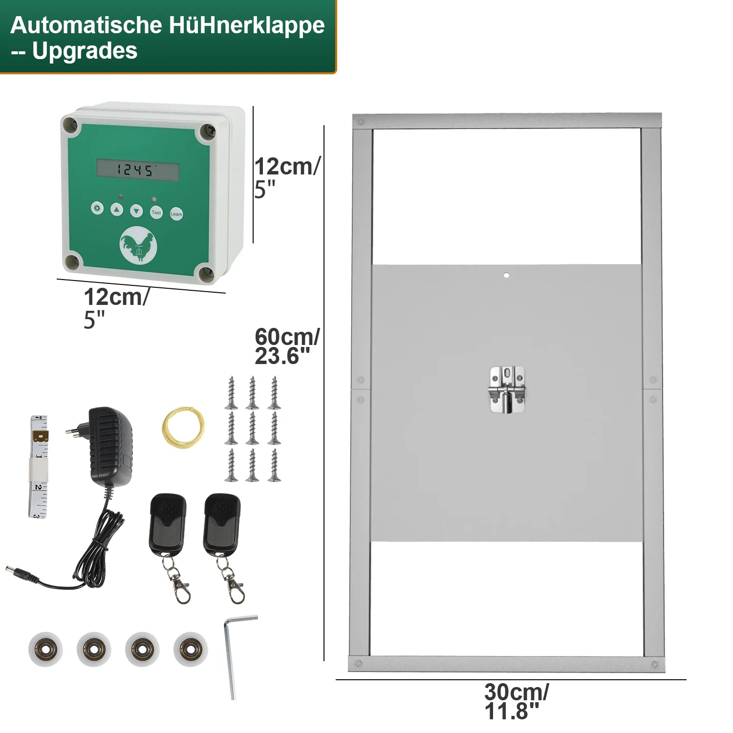 Sonnewelt Sportello Automatico per Pollaio, Display LCD con Sensore di Luce e Funzione Timer