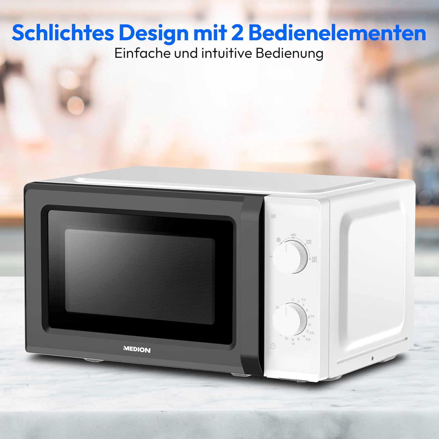 MEDION Forno a microonde (20 litri, 700 watt, compatto e salvaspazio, 5 livelli di potenza, funzione scongelamento, timer, MD11475) bianco