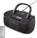 MEDION E65010 Radioregistratore stereo (lettore CD, cassetta, porta USB, ingresso audio AUX, riproduzione MP3, radio PLL FM, 40 stazioni memorizzabili, funzionamento a batteria, telecomando) bianco