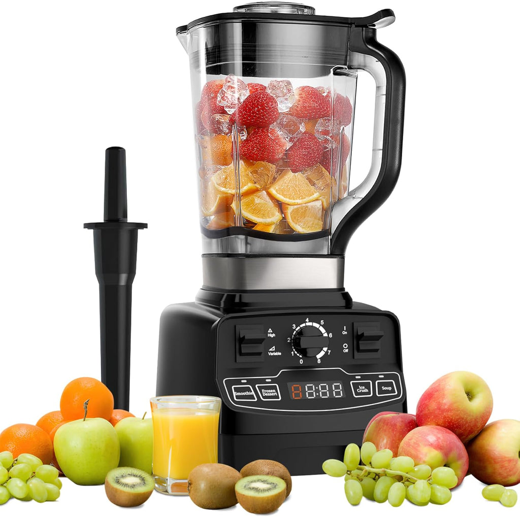 Enfmay Frullatore per Smoothie, Mixer ad Alta Potenza da 2000W con 4 Programmi, 8 Velocità, Display LCD del Tempo, Frullatore da Tavolo da 33000 Giri/min con Contenitore in Tritan da 2L Senza BPA, per Smoothie/Zuppe/Dessert