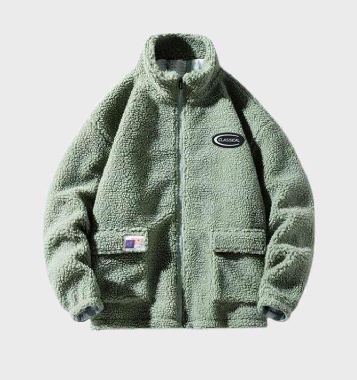 Dicke Fleecejacke mit Stehkragen und Reiverschluss für Herren