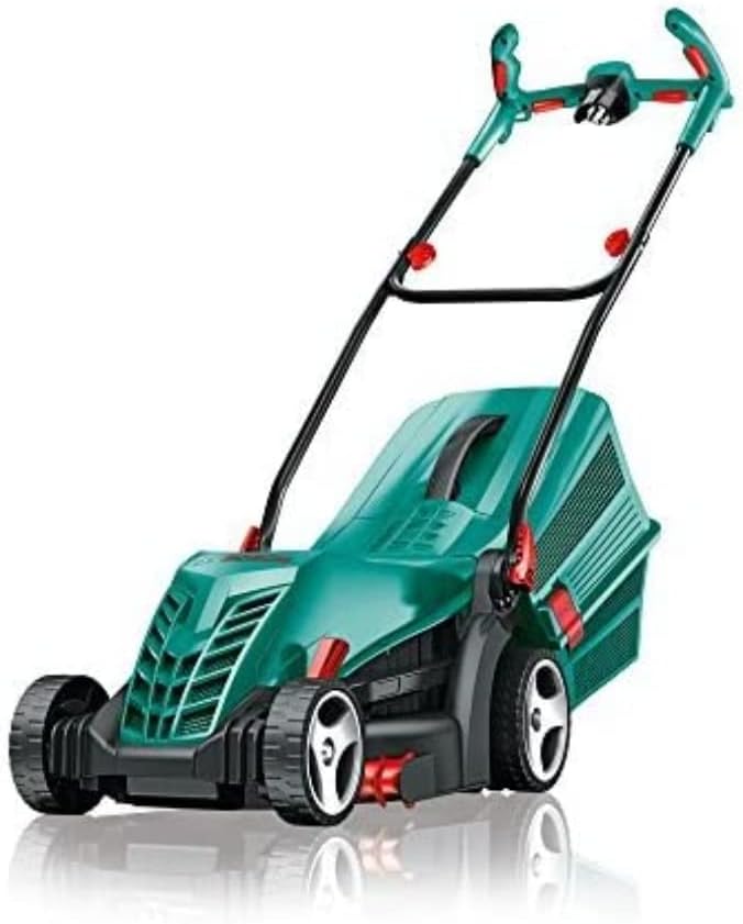 Bosch kabelgebundener Rasenmäher UniversalRotak 34-405 (1300-W-Motor, Schnittbreite: 34 cm, 40-Liter-Grasfangkorb, geeignet für ebenes Rasenmähen und Schneiden kleinster Kanten)