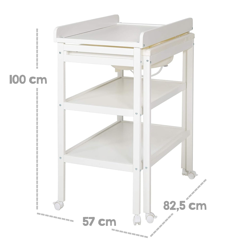 roba Fasciatoio da Bagno Combinato + Materassino Fasciatoio Style grigio - Fasciatoio Mobile Combinato con Vasca Integrata - con piano fasciatoio estraibile - Legno bianco