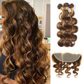 Body Wave Honey Blonde Highlight Bundles mit 13x4 Lace Frontal – Natürliches Brasilianisches Echthaar P4-27